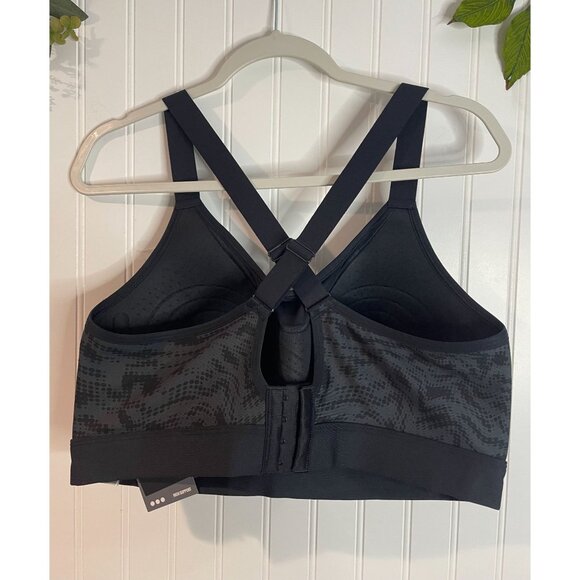 Under Armour Womens Fitted Sports Bra 1X Black/Gray Pattern Crisscross Back - Picture 11 of 11